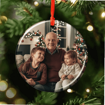 Personalized memorial ornament with custom photo, "I Am Always With You" lenticular design.