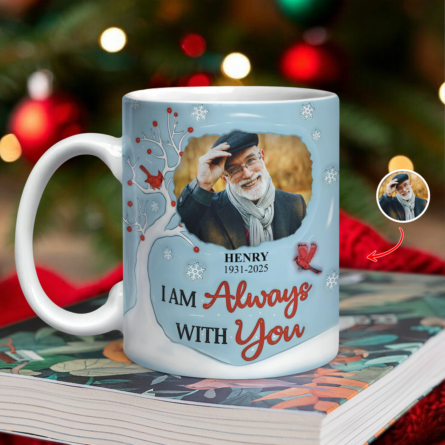 Personalized "I Am Always With You" Memorial Coffee Mug with 3D Effect.