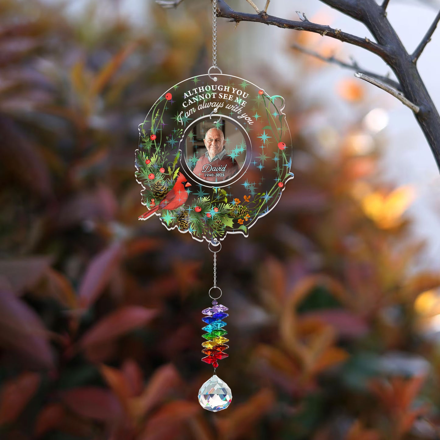 I Am Always With You Ornament hanging piece with crystal charm.