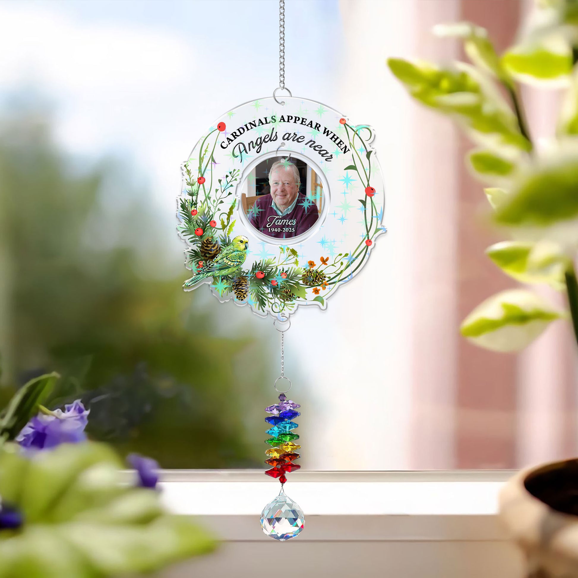 I Am Always With You Ornament hanging piece with crystal charm.