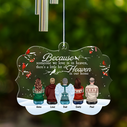 Personalized memorial wind chime with custom suncatcher, "I am always with you" engraving.