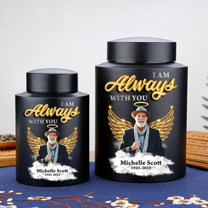 Stainless steel wings urn for ashes, a beautiful "I am always with you" keepsake.