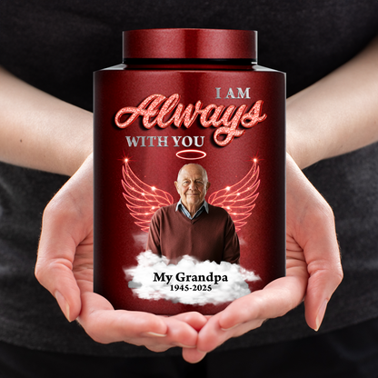 Stainless steel wings urn for ashes, a beautiful "I am always with you" keepsake.
