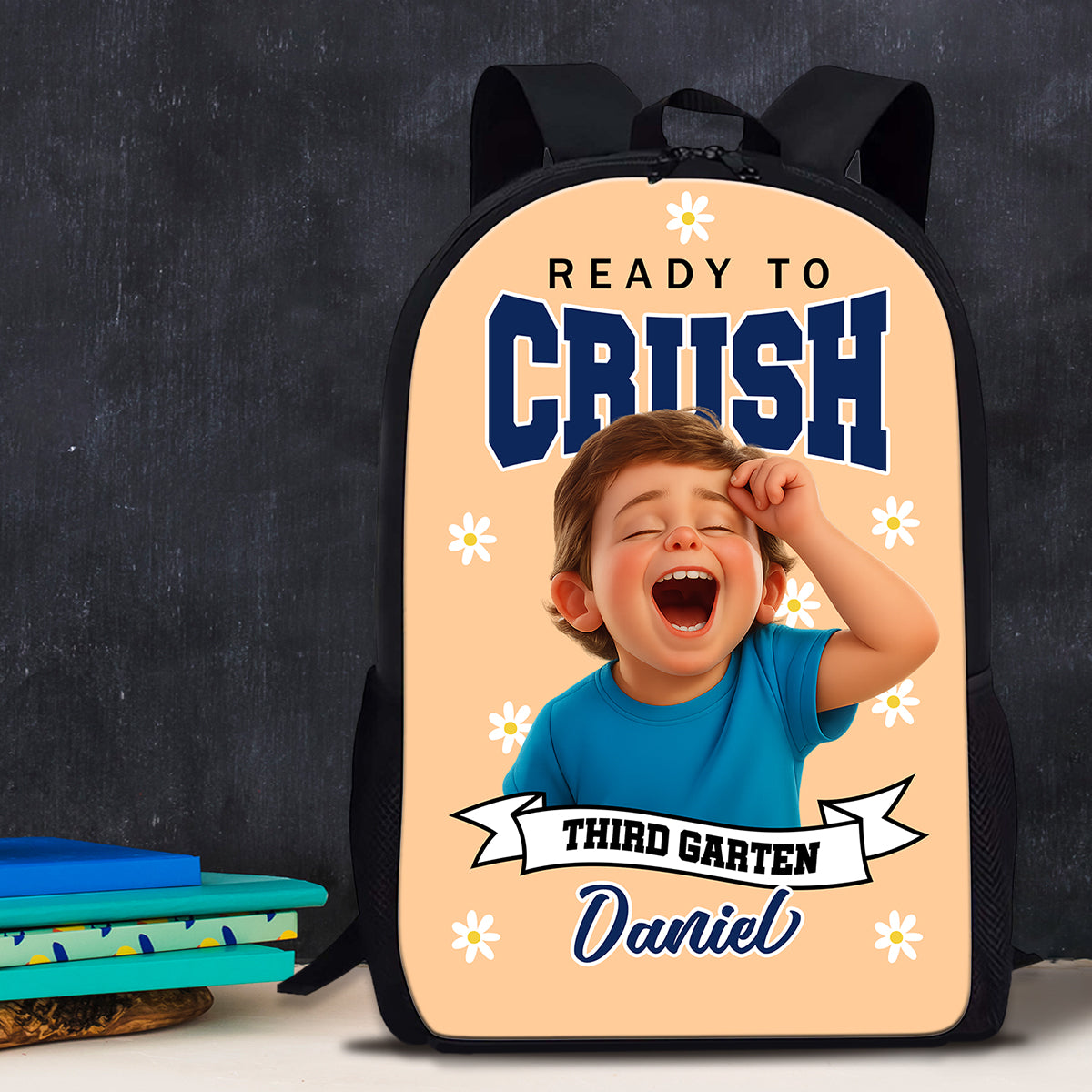 Personalized "I am Ready" kids backpack, ideal school bag for toddlers and young children.