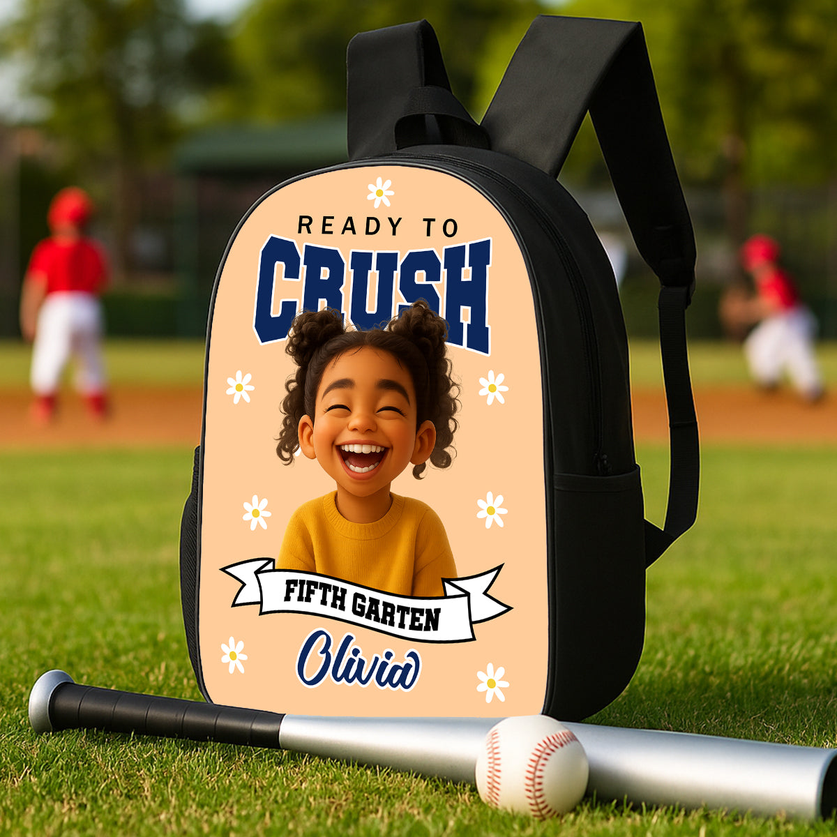 Personalized "I am Ready" kids backpack, ideal school bag for toddlers and young children.