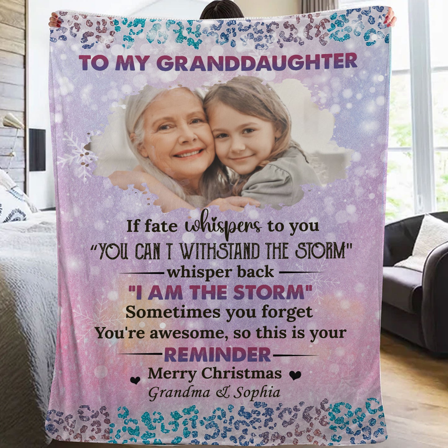 I Am The Storm personalized blanket. Cozy custom blanket with a unique design.