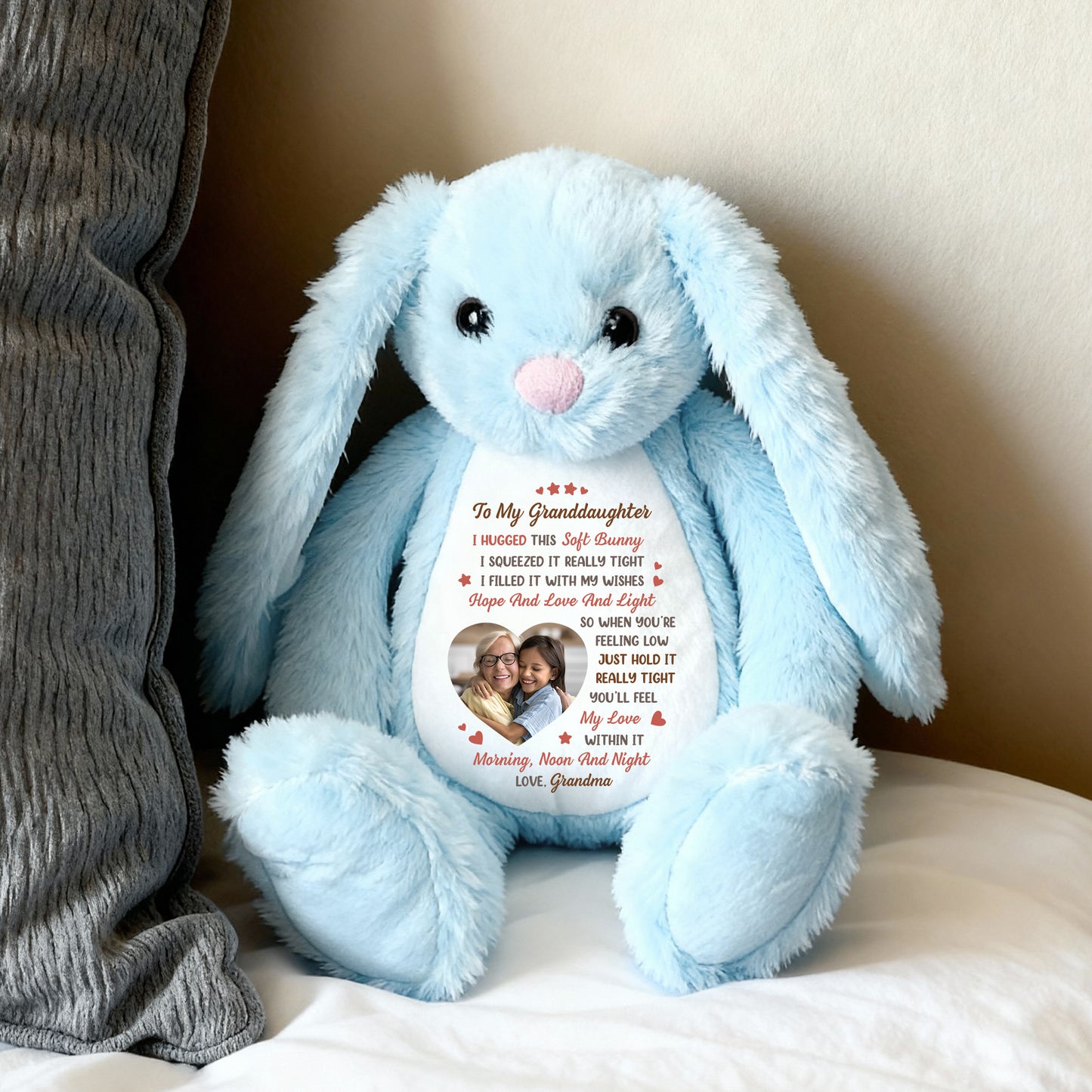 I Filled It With My Wishes Grandmother Granddaughter - Personalized Custom Bunny Plush