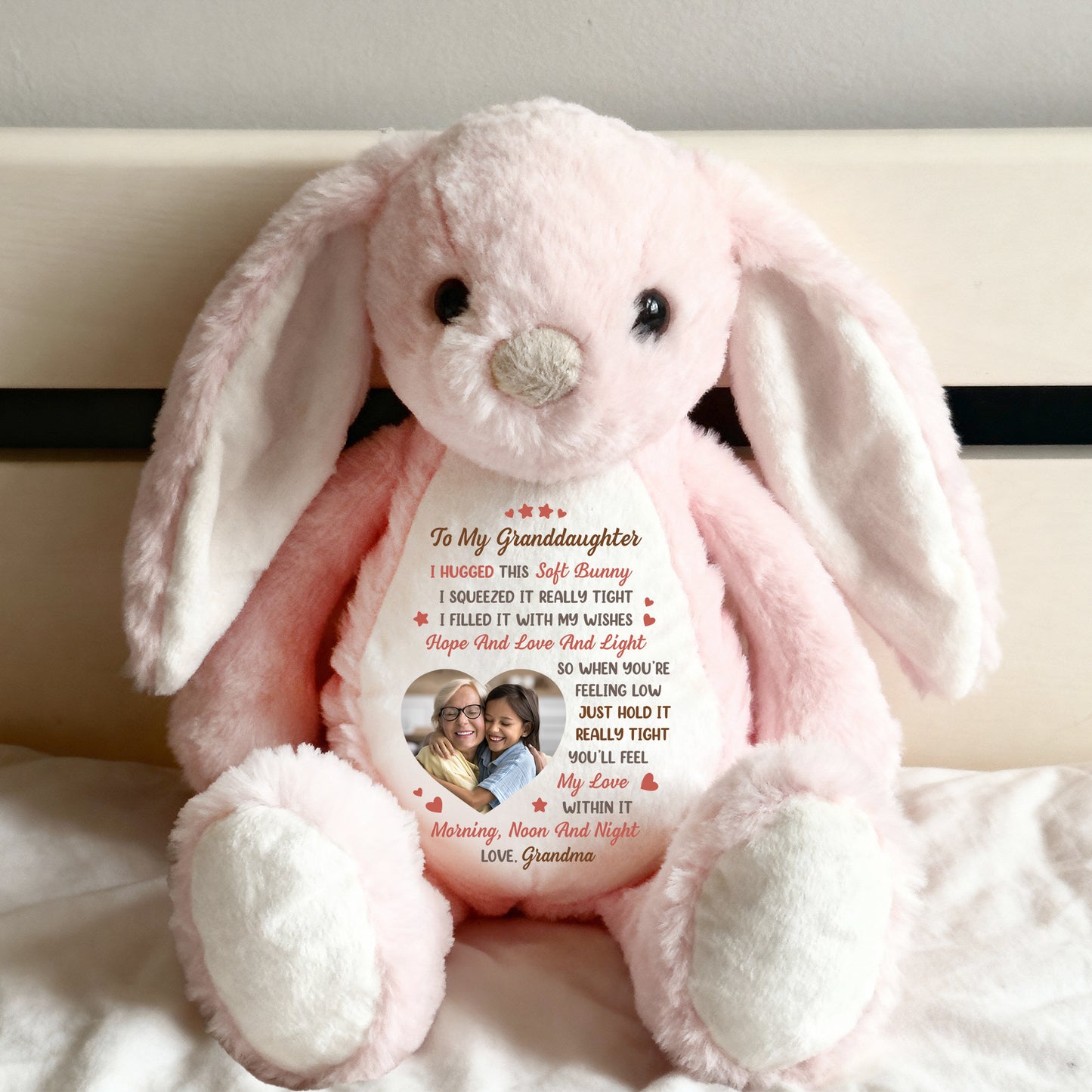 I Filled It With My Wishes Grandmother Granddaughter - Personalized Custom Bunny Plush