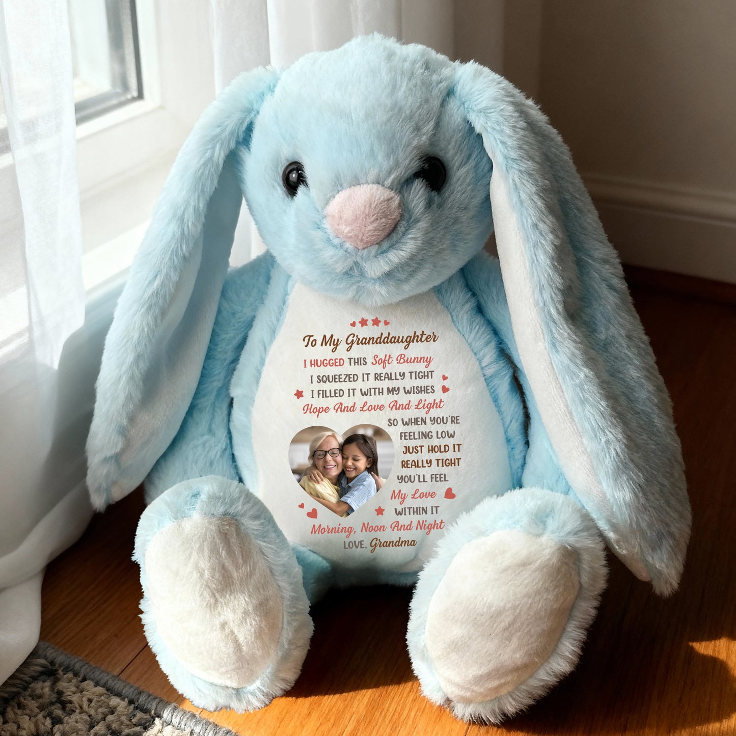 I Filled It With My Wishes Grandmother Granddaughter - Personalized Custom Bunny Plush