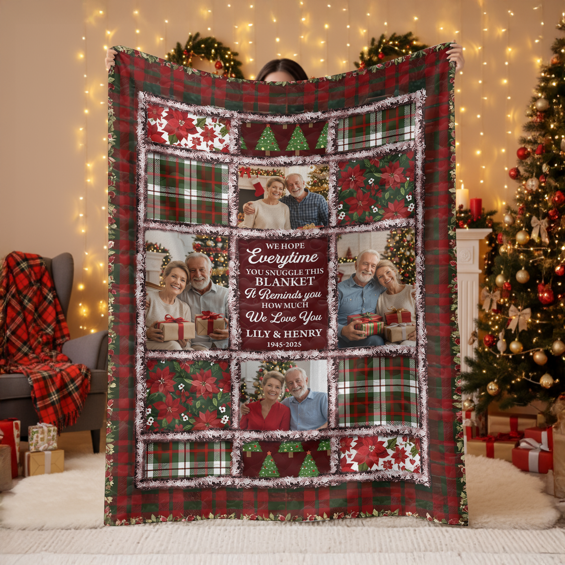 I Love You Personalized Custom Blanket with loving couple photo and names.