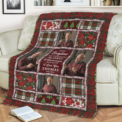I Love You Personalized Custom Blanket with loving couple photo and names.