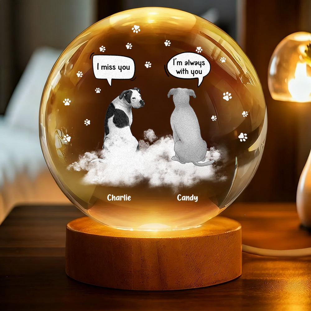 I Miss You Dog Loss - Personalized Memorial Crystal Globe Lamp