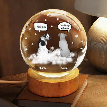 I Miss You Dog Loss - Personalized Memorial Crystal Globe Lamp