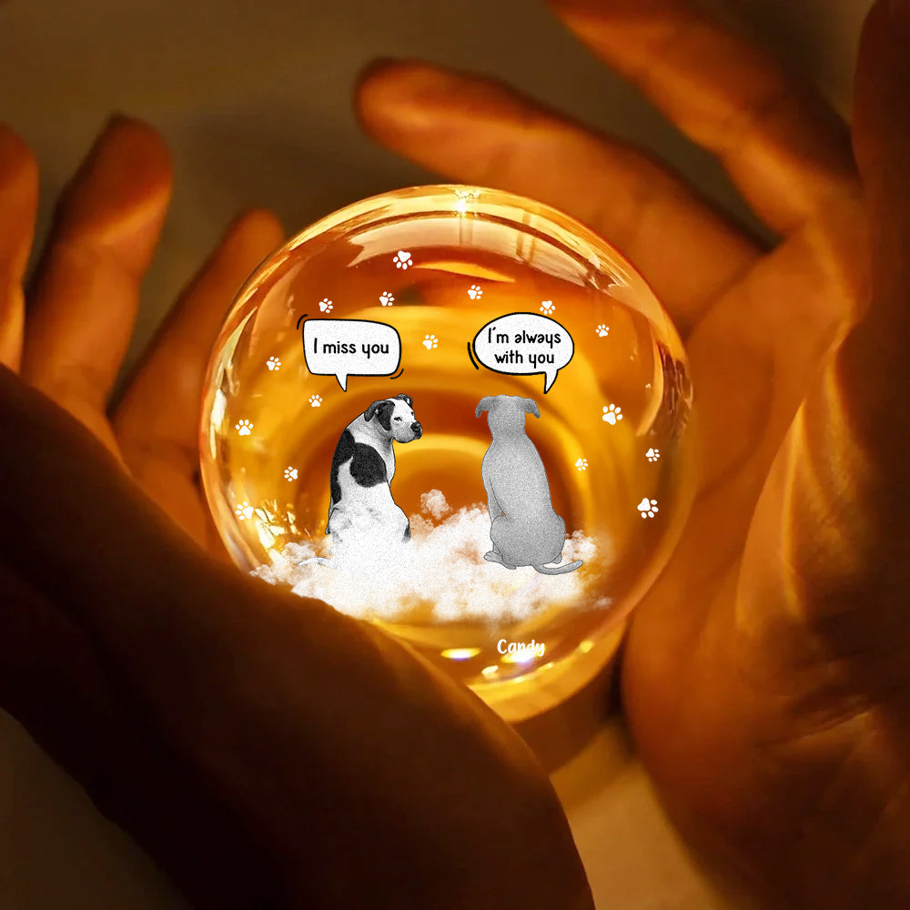 I Miss You Dog Loss - Personalized Memorial Crystal Globe Lamp