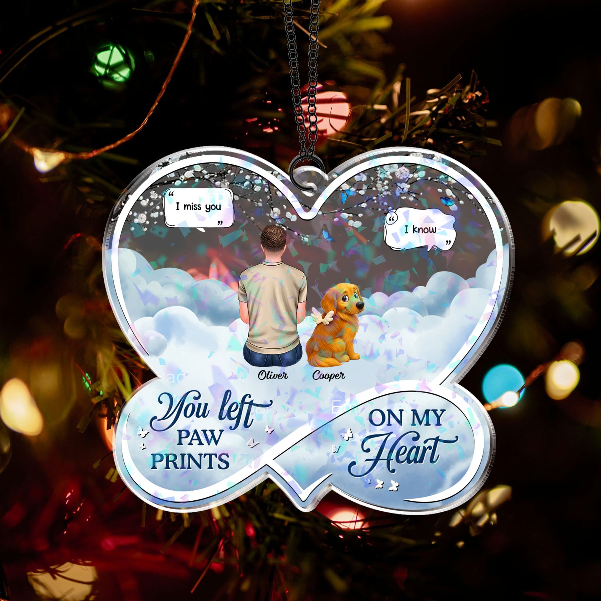Custom shape hologram ornament with "If Love Could Have Saved You" message, personalized memorial gift.