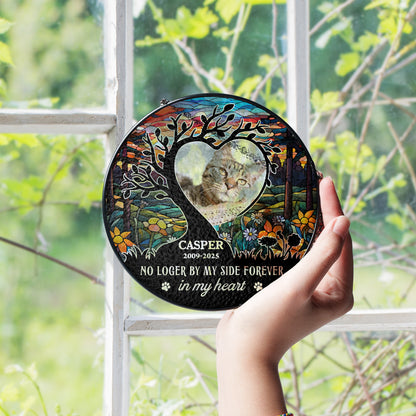 Personalized photo stained glass suncatcher with "If love could have saved you" message.