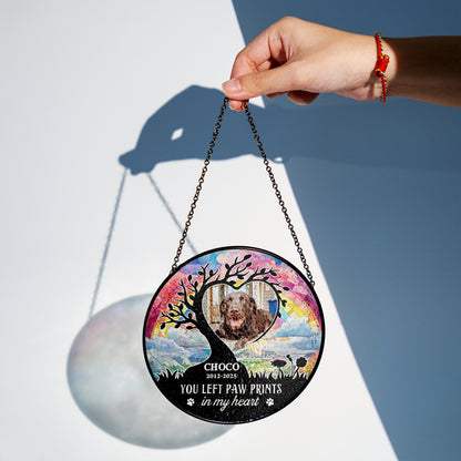 Personalized photo stained glass suncatcher with "If love could have saved you" message.