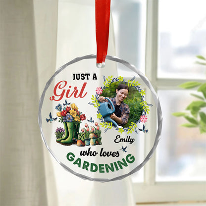I'm a Plantaholic personalized glass ornament featuring a lush plant design.