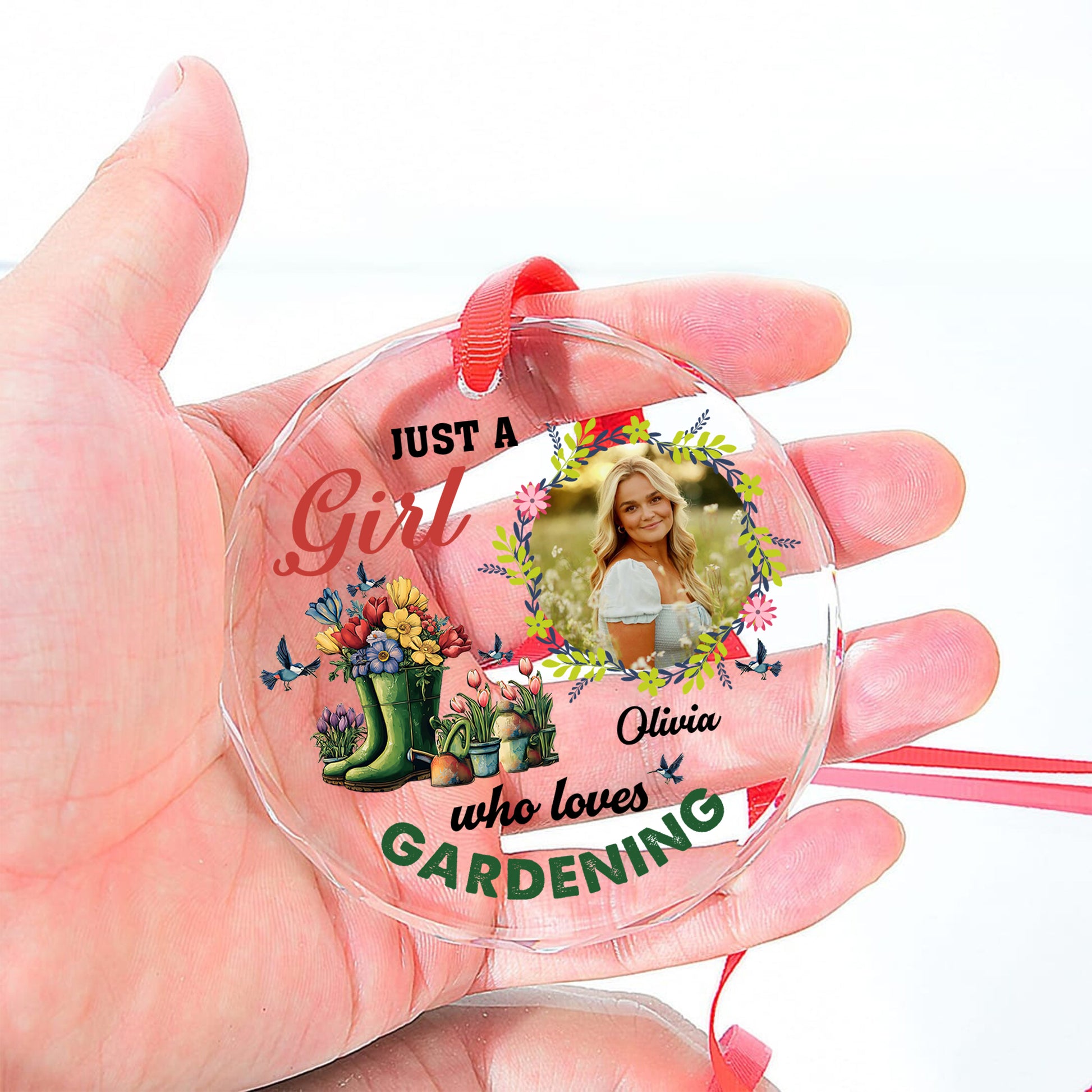 I'm a Plantaholic personalized glass ornament featuring a lush plant design.