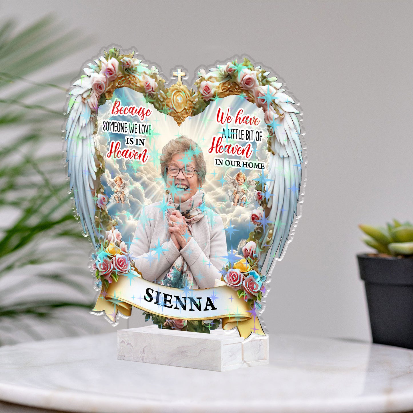 Personalized holographic acrylic photo plaque memorial gift with loving message, "I'm Always With You."