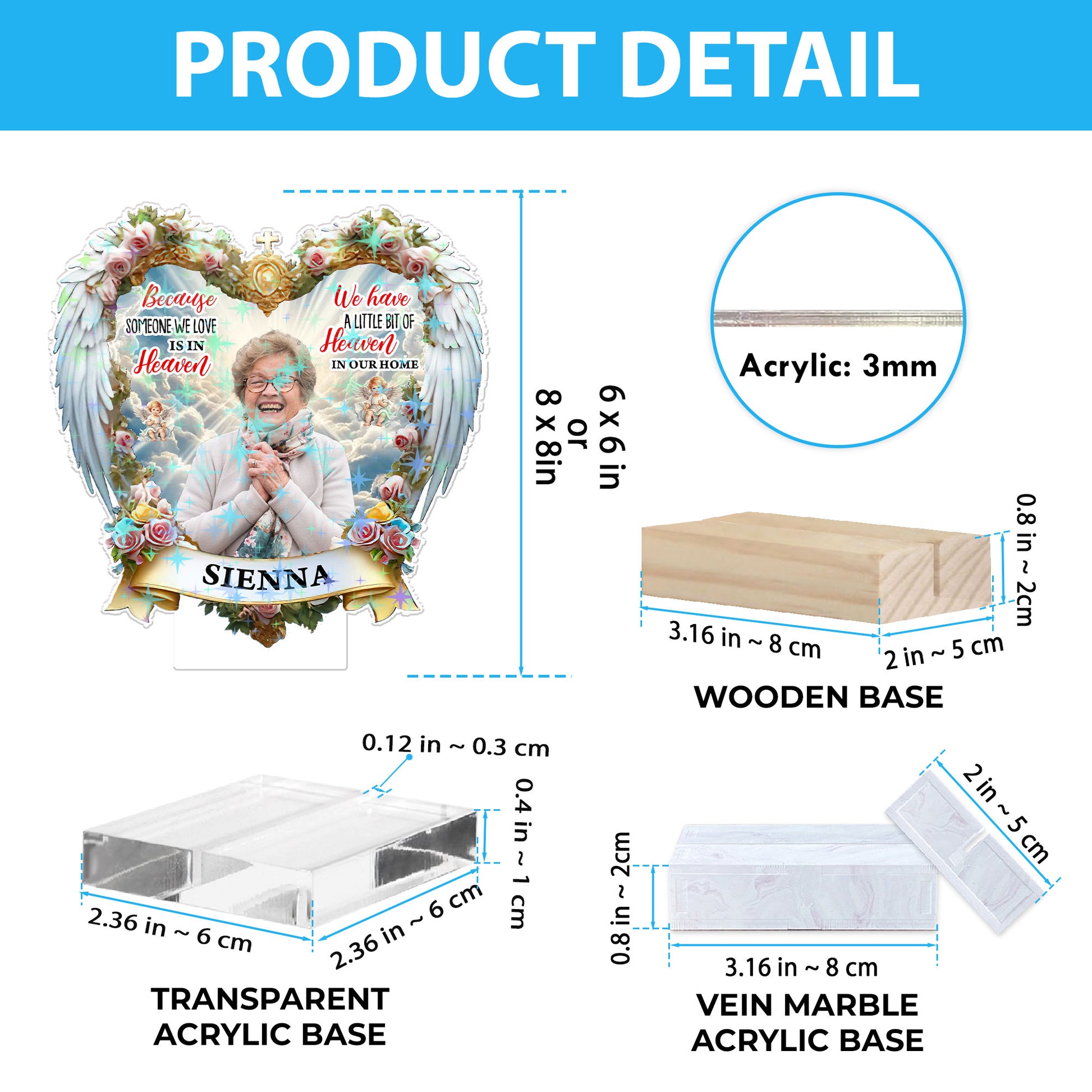Personalized holographic acrylic photo plaque memorial gift with loving message, "I'm Always With You."