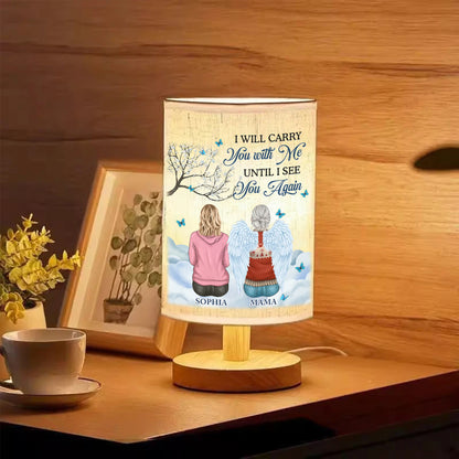 Personalized Fabric Lamp with custom photo and "I'm Always With You" message, a unique memorial gift.