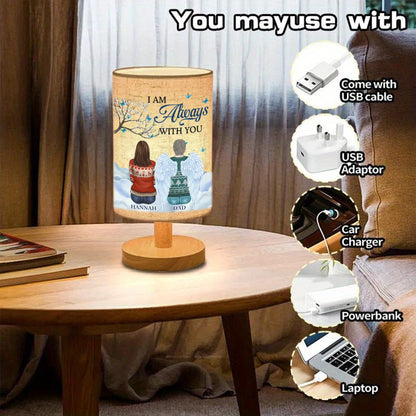 Personalized Fabric Lamp with custom photo and "I'm Always With You" message, a unique memorial gift.