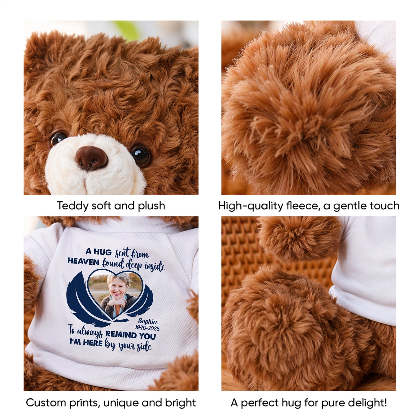 Personalized "I'm Here By Your Side" Memorial Teddy Bear Plush.