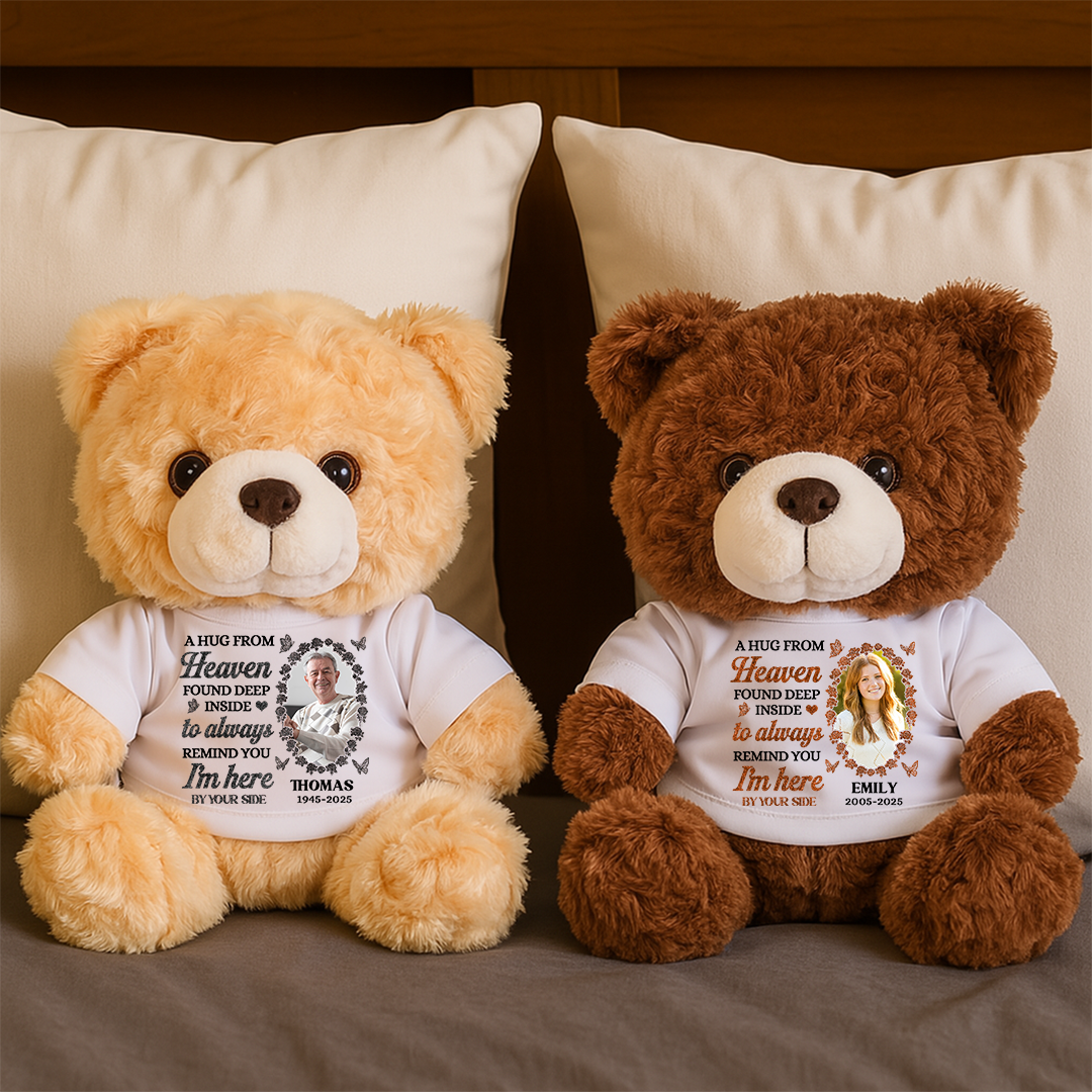Personalized "I'm Here By Your Side" custom teddy bear plush, a comforting and unique gift.