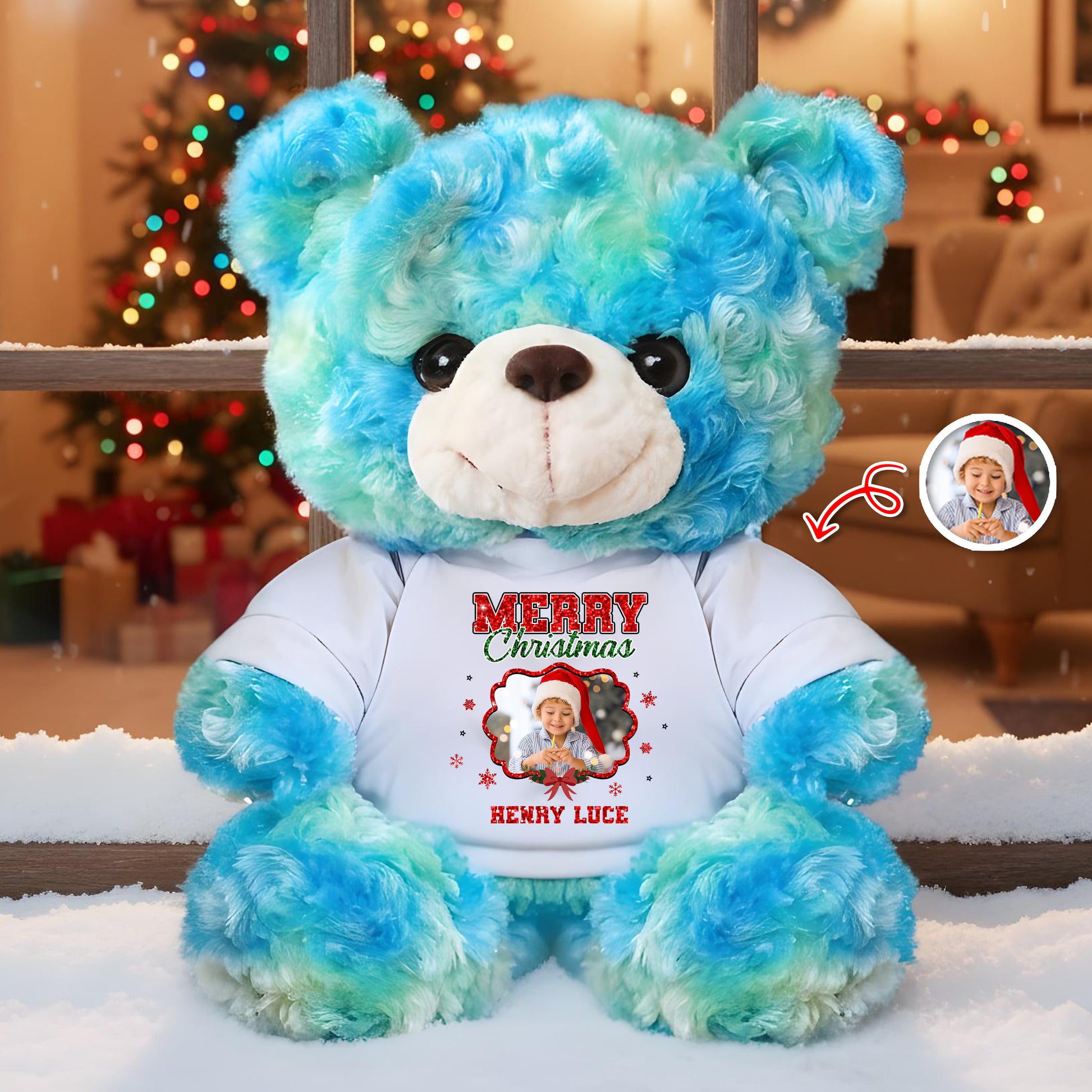 Personalized "I'm Here to Hug You" memorial teddy bear plush, a comforting keepsake.