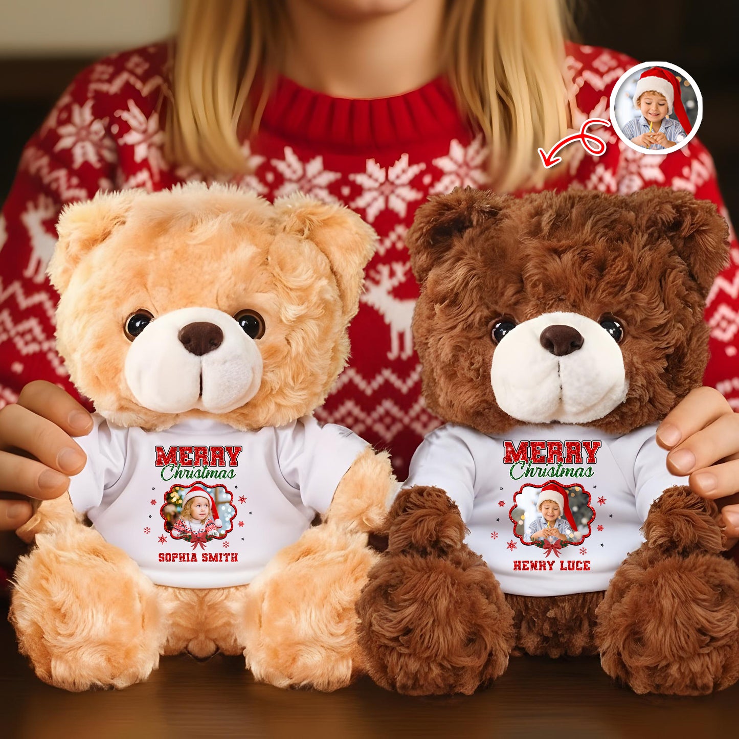 Personalized "I'm Here to Hug You" memorial teddy bear plush, a comforting keepsake.