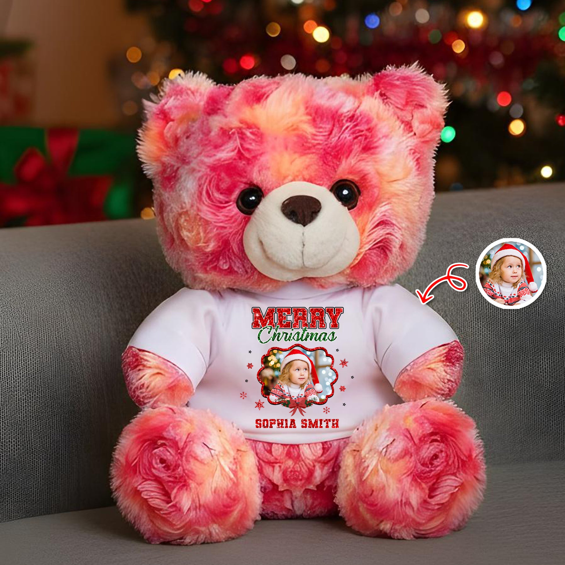 Personalized "I'm Here to Hug You" memorial teddy bear plush, a comforting keepsake.
