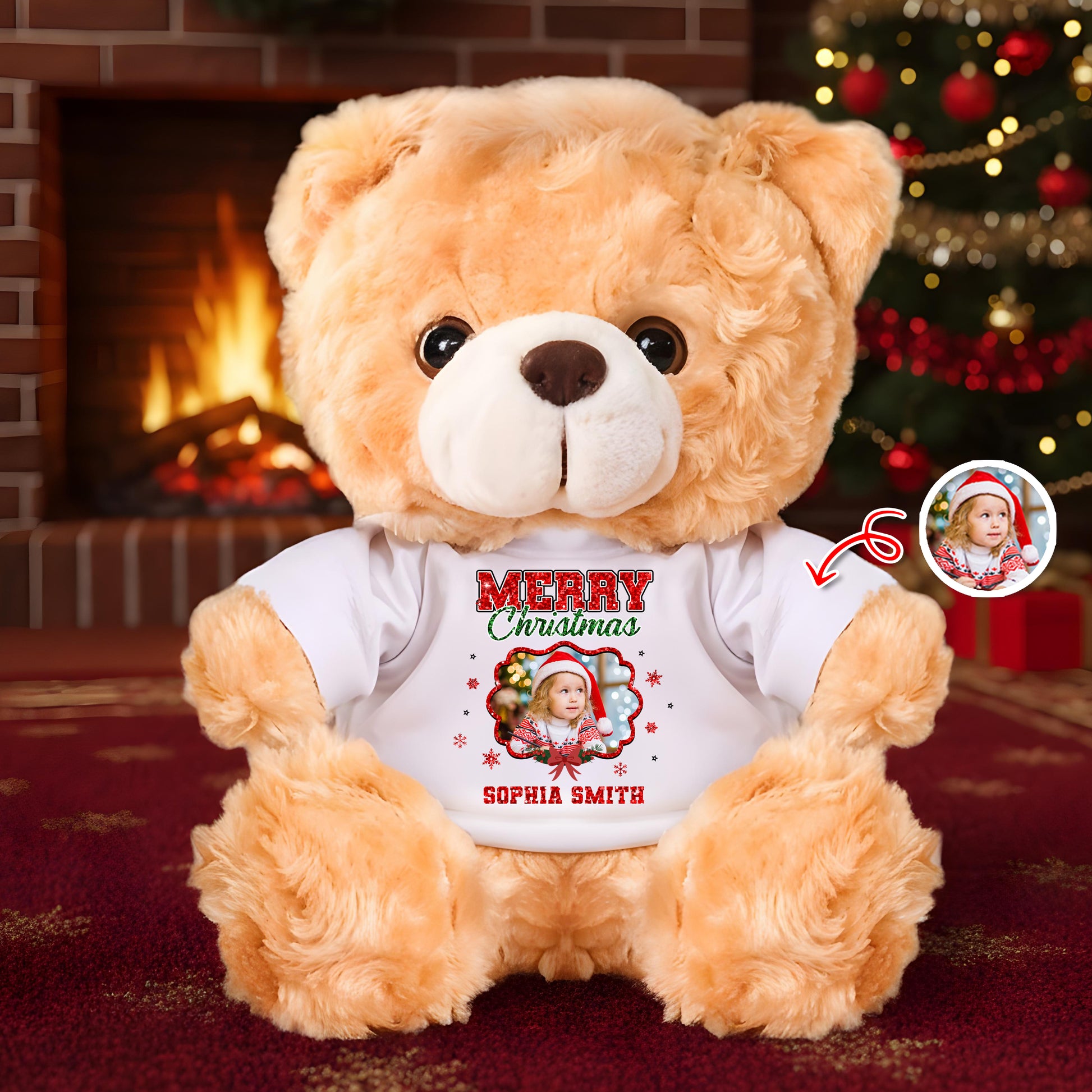 Personalized "I'm Here to Hug You" memorial teddy bear plush, a comforting keepsake.