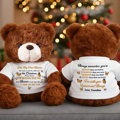 Personalized "Sorry I Can't Be With You This Christmas" Teddy Bear Plush - a custom and heartfelt gift.