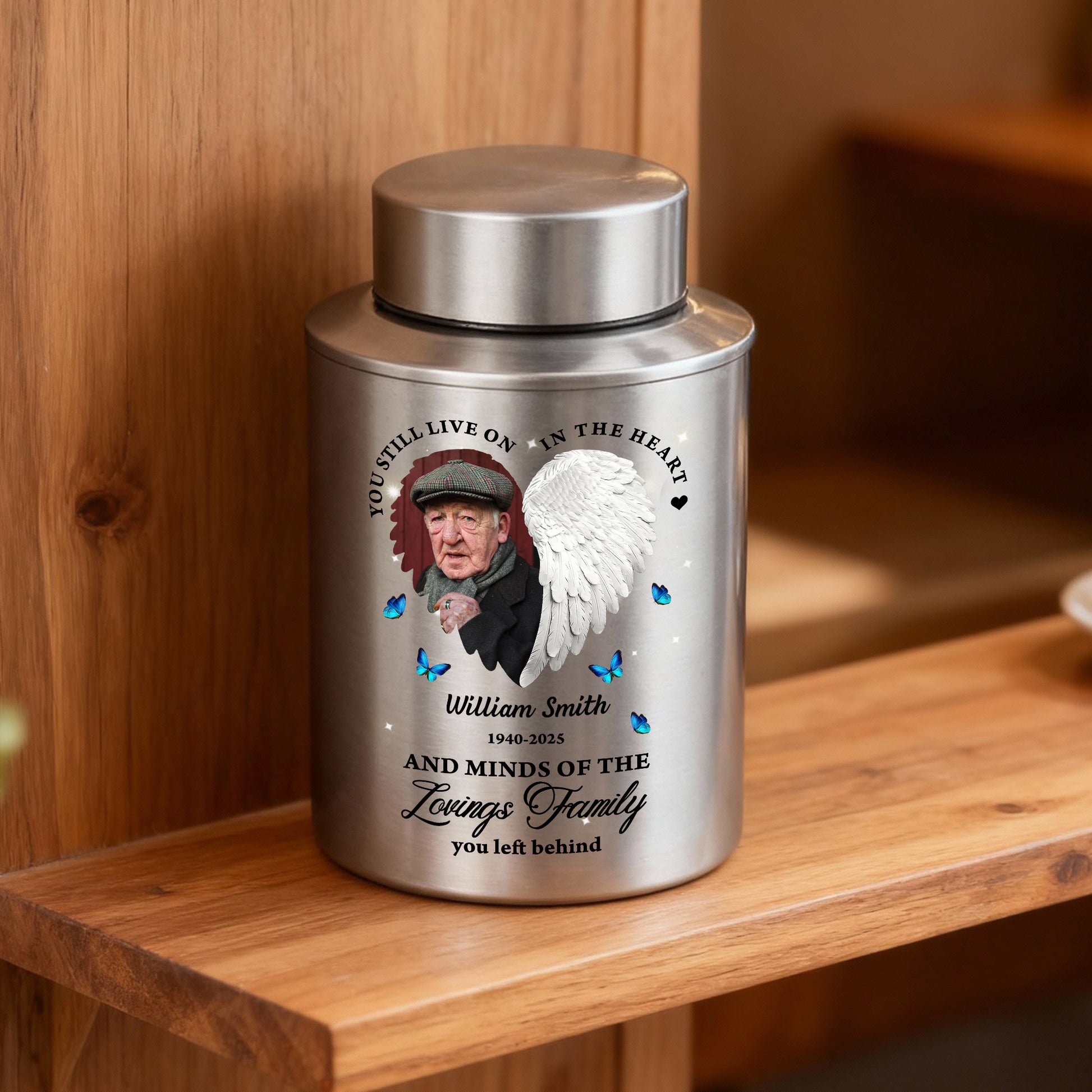 In Loving Memories Wings Keepsake Urn for Ashes, Stainless Steel