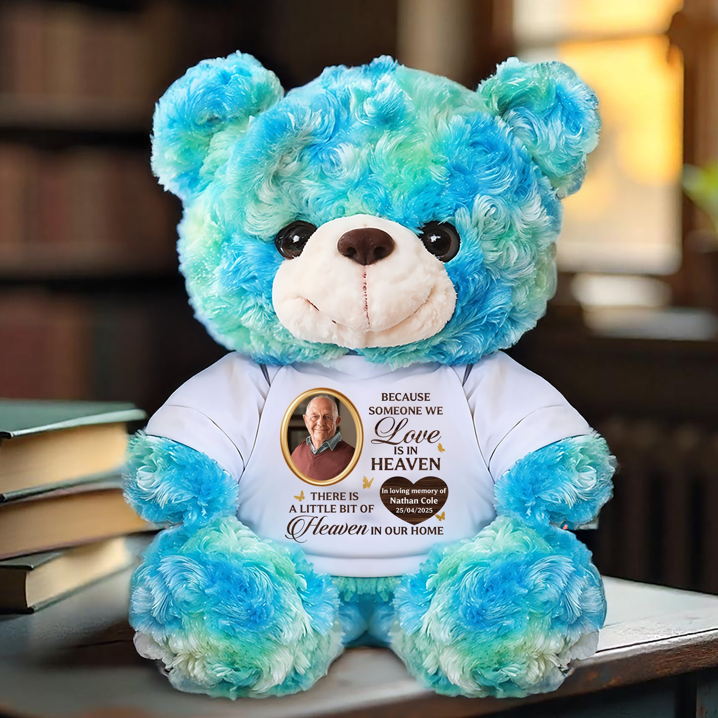 Personalized In Loving Memory Teddy Bear. Custom plush bear gift to remember loved ones.