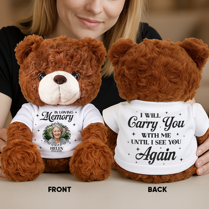 In Loving Memories Personalized Teddy Bear Plush - Custom memorial bear with name and dates.
