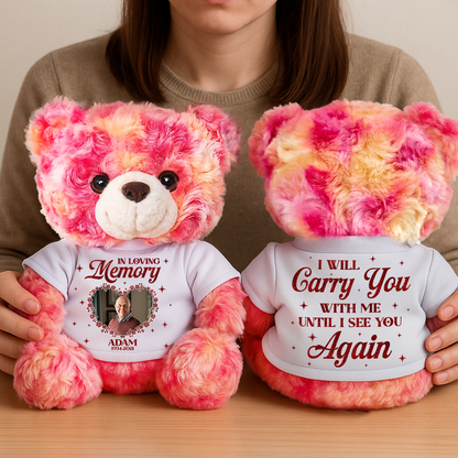 In Loving Memories Personalized Teddy Bear Plush - Custom memorial bear with name and dates.