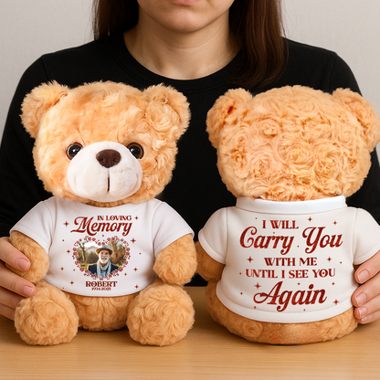 In Loving Memories Personalized Teddy Bear Plush - Custom memorial bear with name and dates.
