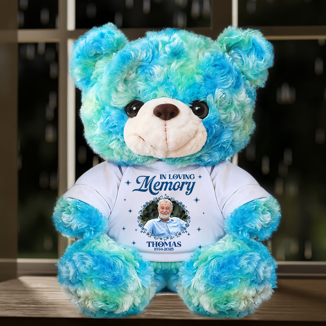 In Loving Memories Personalized Teddy Bear Plush - Custom memorial bear with name and dates.