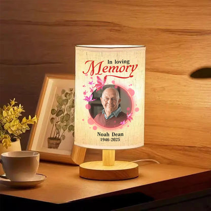 Personalized In Loving Memory Lamp: Fabric lamp featuring a custom photo and comforting message.