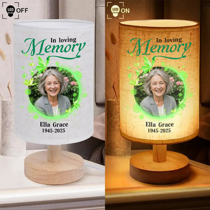 Personalized In Loving Memory Lamp: Fabric lamp featuring a custom photo and comforting message.