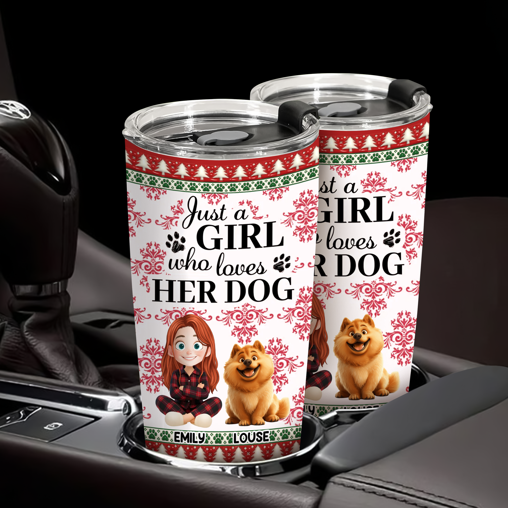 Just a Girl Who Loves Dogs personalized tumbler. Custom dog lover gift with name.