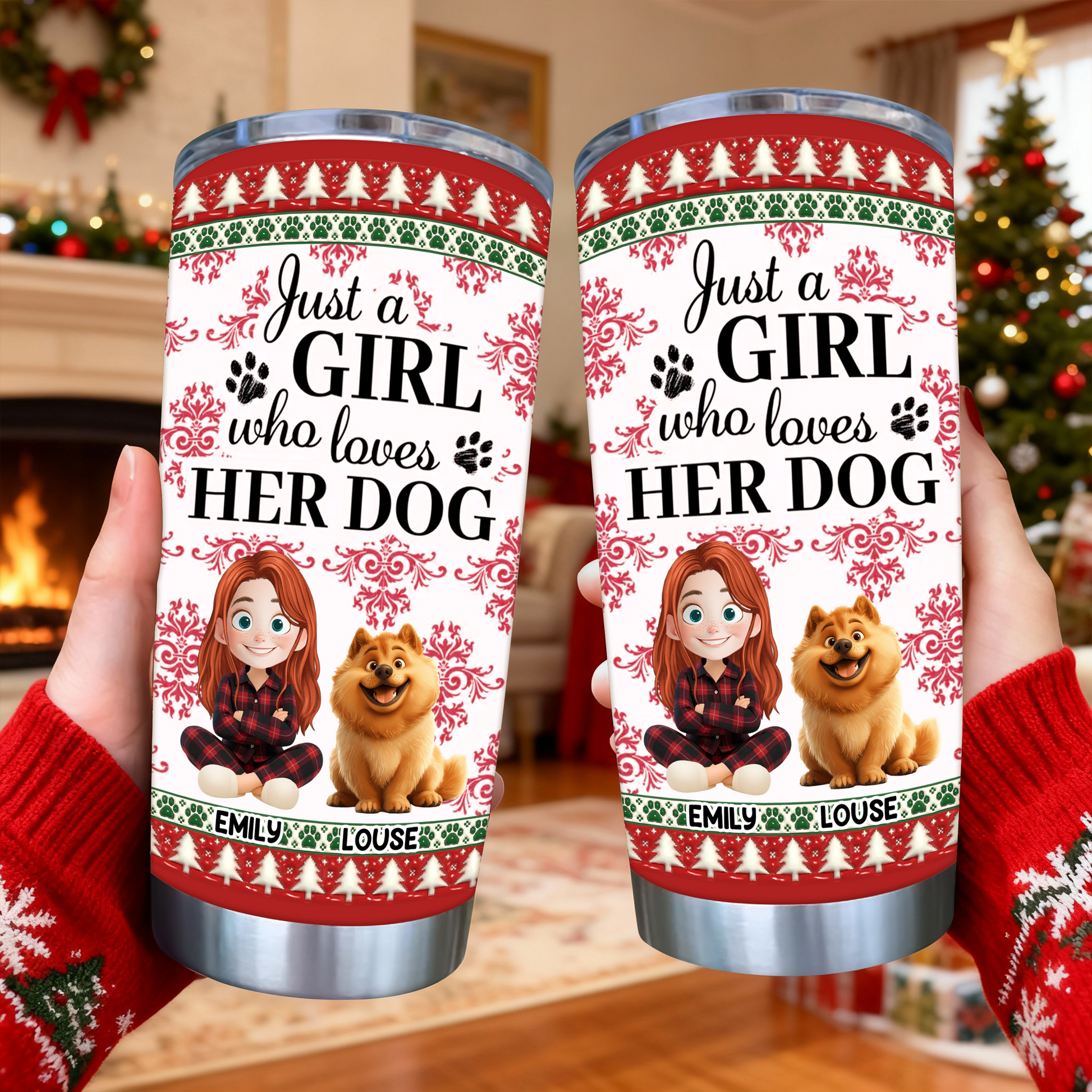 Just a Girl Who Loves Dogs personalized tumbler. Custom dog lover gift with name.
