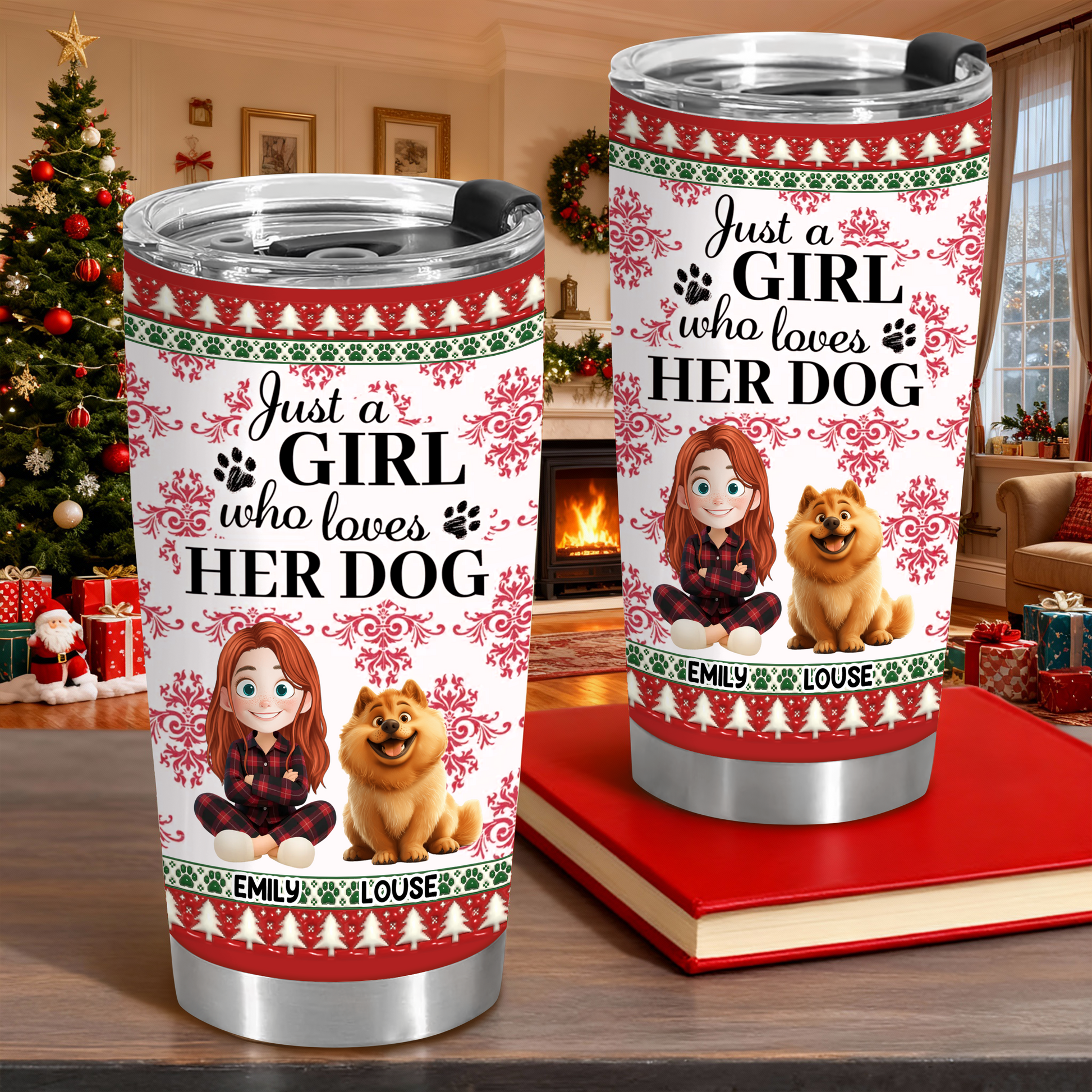 Just a Girl Who Loves Dogs personalized tumbler. Custom dog lover gift with name.
