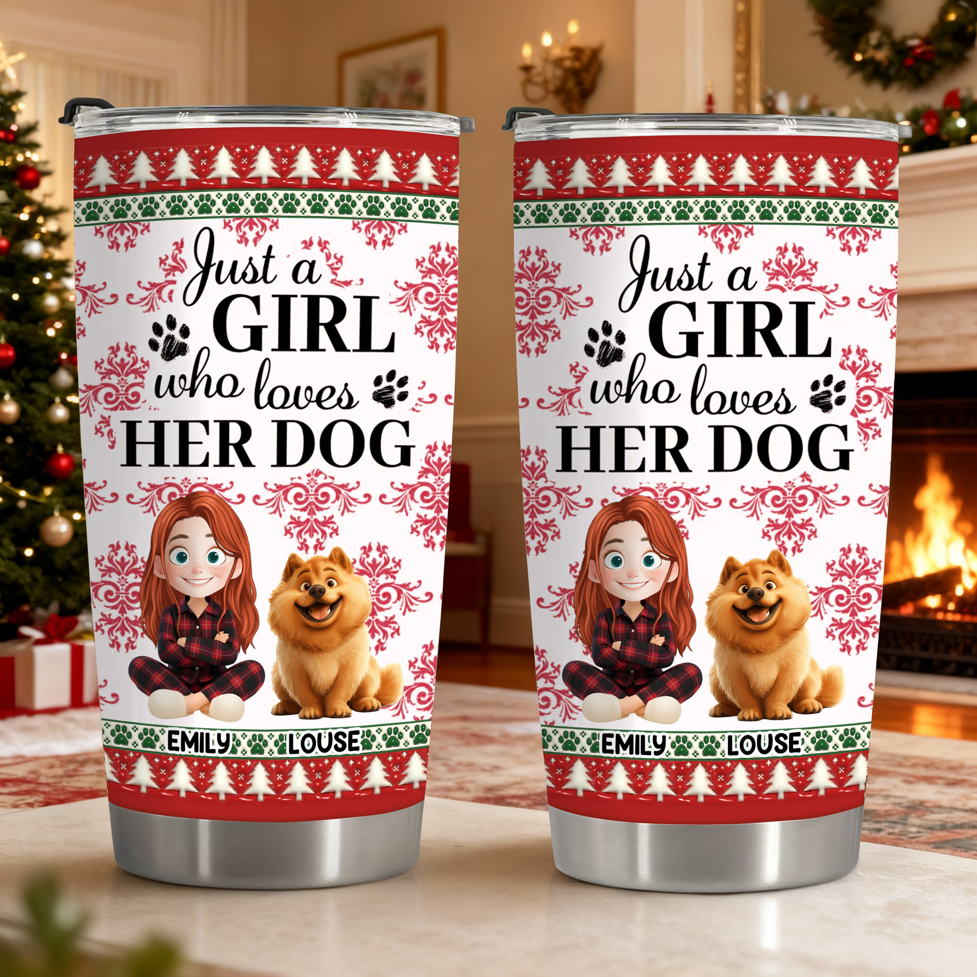 Just a Girl Who Loves Dogs personalized tumbler. Custom dog lover gift with name.