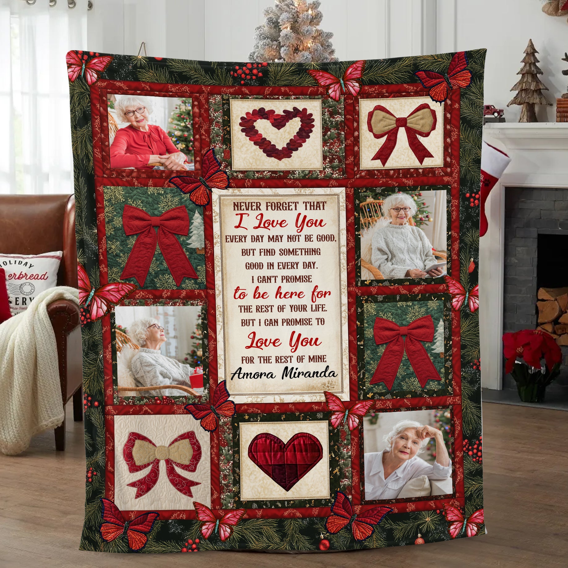 Laugh Love Live memorial blanket, personalized sympathy gift.