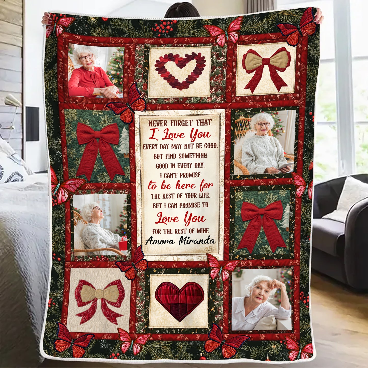 Laugh Love Live memorial blanket, personalized sympathy gift.