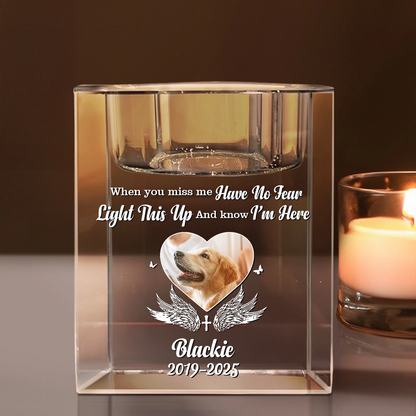 Personalized crystal candle holder, "Light This Up" design, perfect for adding a custom touch to any space.