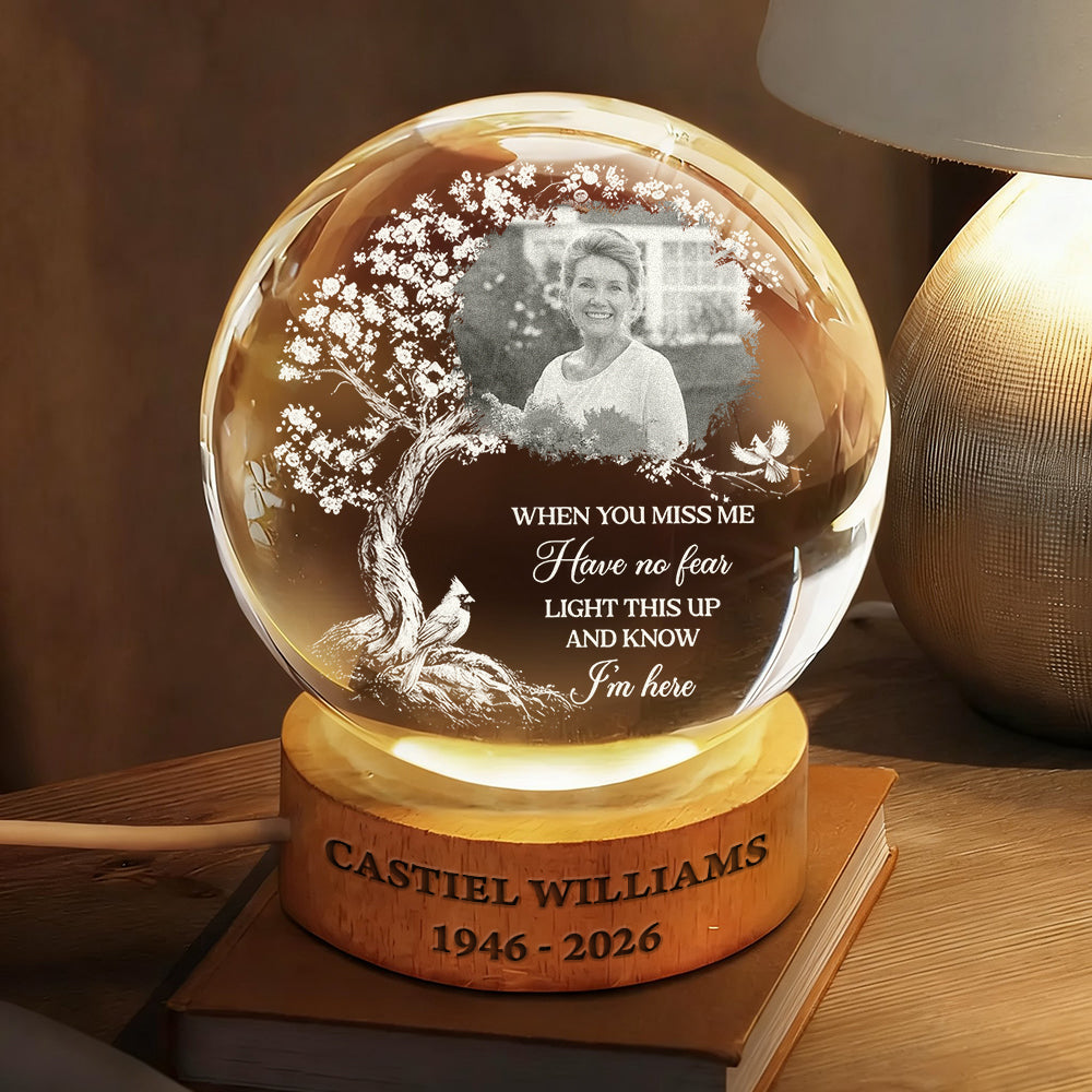 Light This Up - Personalized Crystal Globe Lamp - Base Engraving